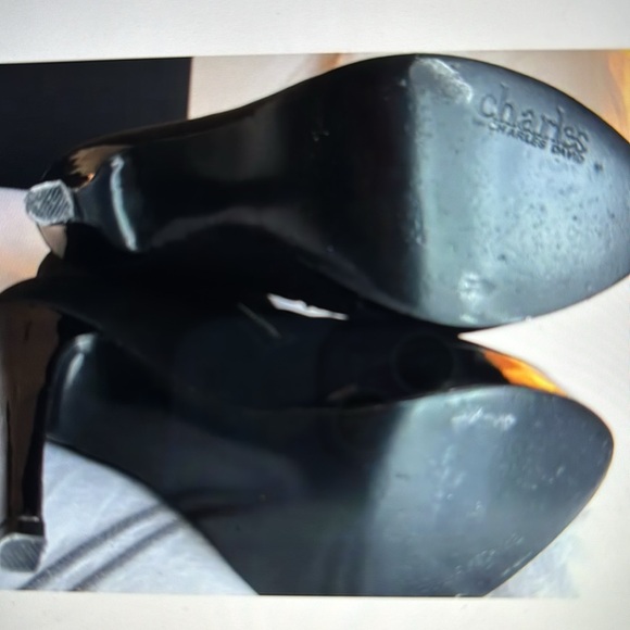 Charles David Bootie fabric upper with Patent heel/platform. Worn Once! Size 7 - Picture 4 of 11